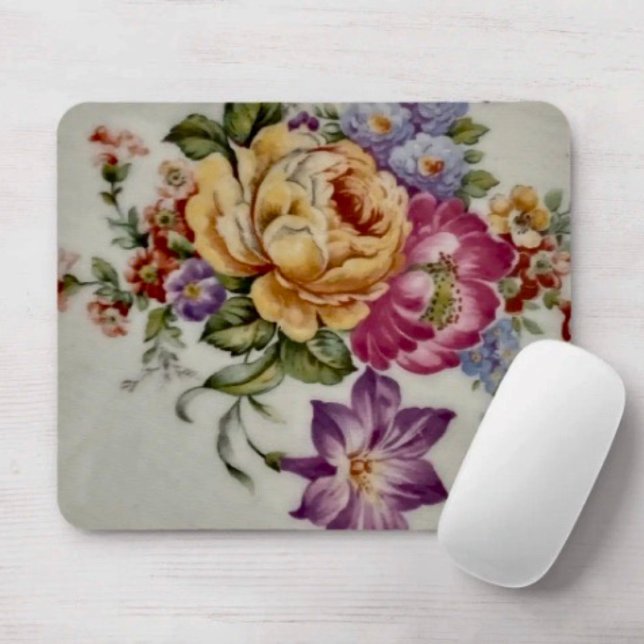 Elegance: Porcelain-Inspired Floral Mouse Pad    Mouse Pad (Creator Uploaded)
