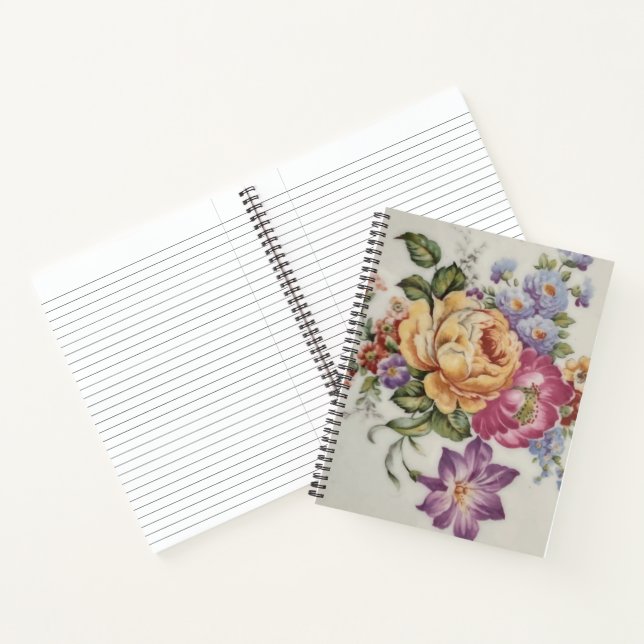  Elegance: Porcelain-Inspired Floral  Note Book   (Inside)