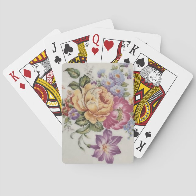 Elegance: Porcelain-Inspired Floral  Playing Cards (Back)