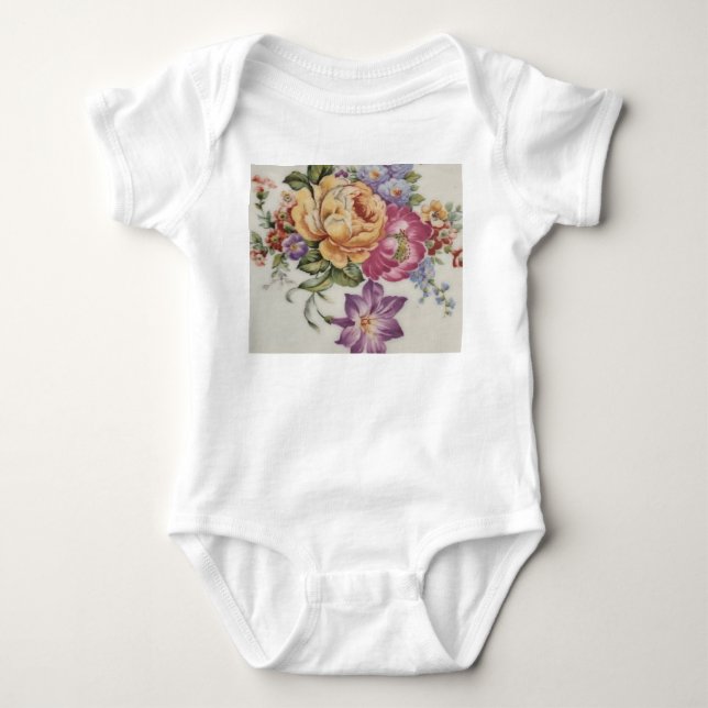 Elegance: Porcelain-Inspired T-Shirt Baby BodySuit (Front)