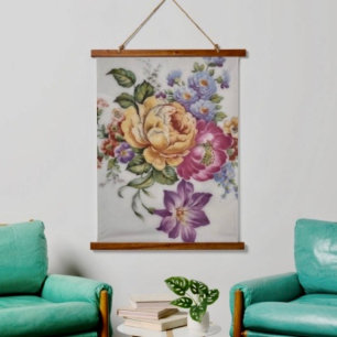  Elegance: Porcelain-Inspired Wood Topped Tapestry