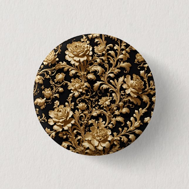 Elegance Redefined: Black and Gold Flemish Baroque Button (Front)