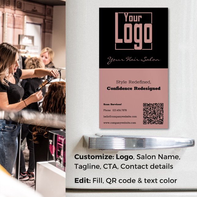 Elegance Redefined Professional Hair Salon QR Code Business Card Magnet (Elegance Redefined Professional Hair Salon QR Code Business Card Magnet)