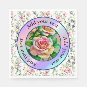 Elegance Roses Pink and Yellow Watercolor Pastel Napkins
