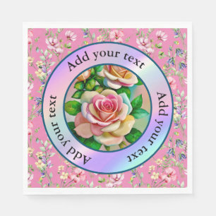 Elegance Roses Pink and Yellow Watercolor Pastel Napkins