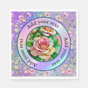 Elegance Roses Pink and Yellow Watercolor Pastel Napkins