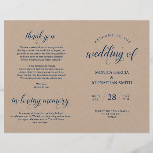 Elegance Rustic Wedding Ceremony foldable program