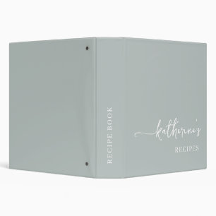 Elegance Sage Green Monogram Cookbook Recipe 3 Ring Binder