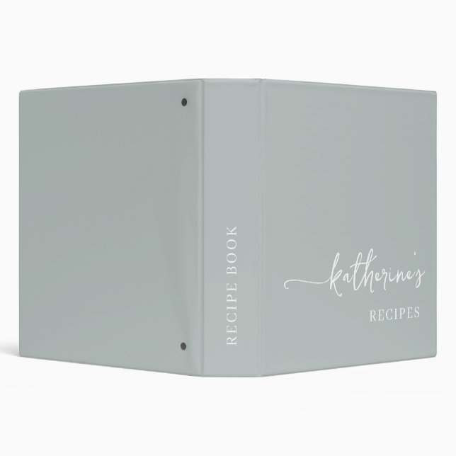 Elegance Sage Green Monogram Cookbook Recipe  3 Ring Binder (Background)