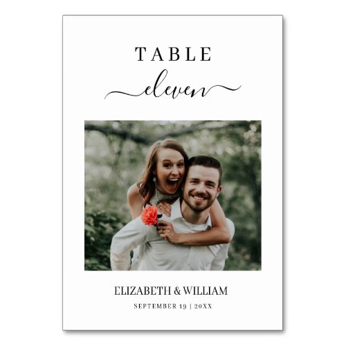 Elegance Script Photo Wedding Custom Table Number