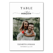 Elegance Script Photo Wedding Table No Nineteen