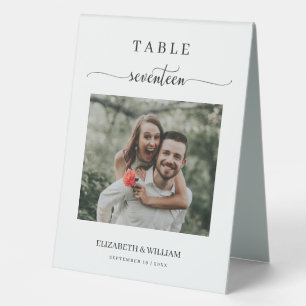 Elegance Script Photo Wedding Table No Seventeen Tent