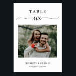 Elegance Script Photo Wedding Table Number Six<br><div class="desc">Modern and elegant design printed Elegance Script Modern Photo Wedding Table Number Six that can be customized with your text and add each table number card to your cart, one by one. Please click the "Customize it" button and use our design tool to modify this template. Check out the Graphic...</div>