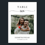 Elegance Script Photo Wedding Table Number Six<br><div class="desc">Modern and elegant design printed Elegance Script Modern Photo Wedding Table Number Six that can be customized with your text and add each table number card to your cart, one by one. Please click the "Customize it" button and use our design tool to modify this template. Check out the Graphic...</div>