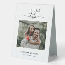 Elegance Script Photo Wedding Table Number Two