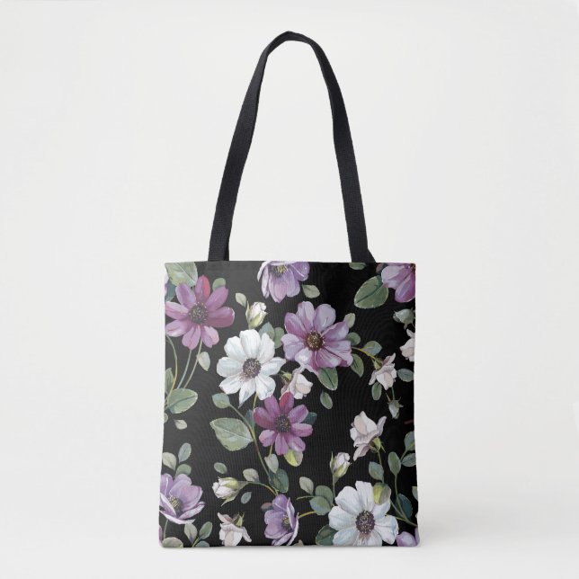 Elegance seamless pattern with flowers cosmos tote bag (Front)