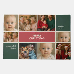 elegance simple family Photos collage Christmas Doormat
