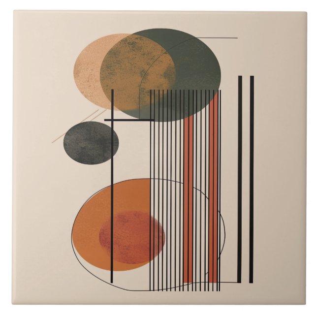 Elegance Simplicity Mid-Century Geometric Mastery Ceramic Tile (Front)