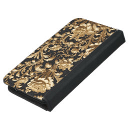 Elegance Unveiled: Black and Gold Flemish Baroque Samsung Galaxy S5 Wallet Case