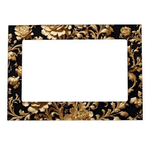 Elegance Unveiled Black  Gold Baroque  Magnetic Frame