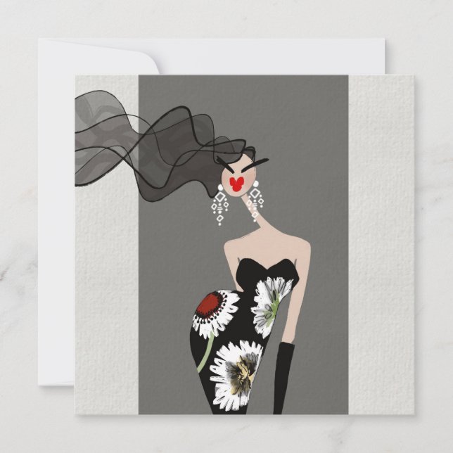Elegance Unveiled Fashion Illustration Art Card (Front)