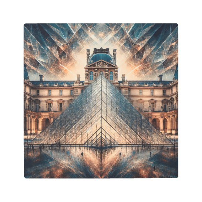 Elegance Unveiled: Louvre’s Glass Marvel Metal Print (Front)