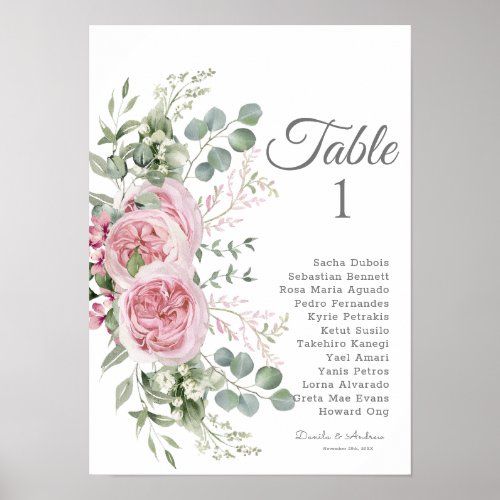 Elegance Unveiled Watercolor Floral Wedding Place  Poster
