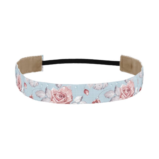 Elegance wallpaper pattern of pink roses 2 athletic headband (Front)