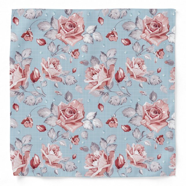 Elegance wallpaper pattern of pink roses 2 bandana (Front)