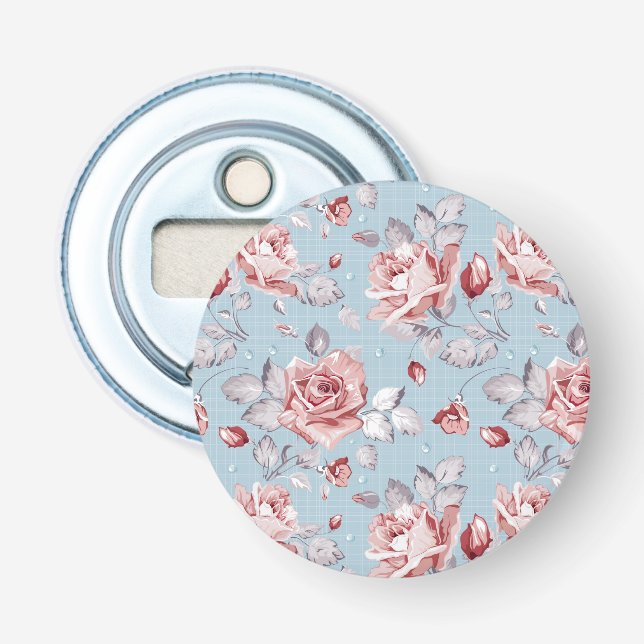 Elegance wallpaper pattern of pink roses 2 bottle opener (Front)