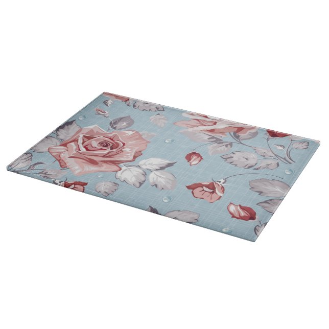 Elegance wallpaper pattern of pink roses 2 cutting board (Corner)