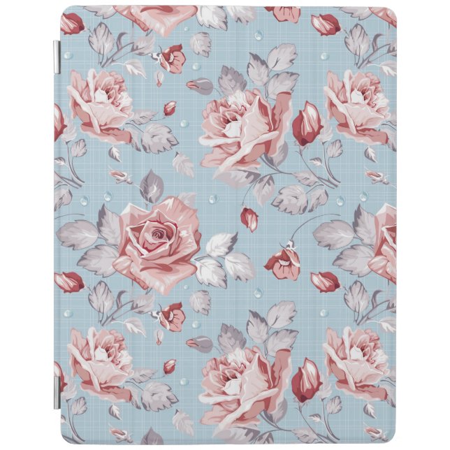 Elegance wallpaper pattern of pink roses 2 iPad smart cover (Front)