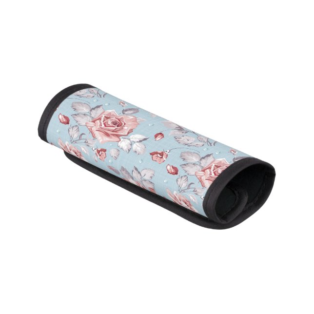 Elegance wallpaper pattern of pink roses 2 luggage handle wrap (Angled)
