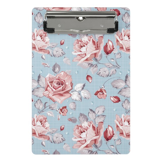 Elegance wallpaper pattern of pink roses 2 mini clipboard (Front)