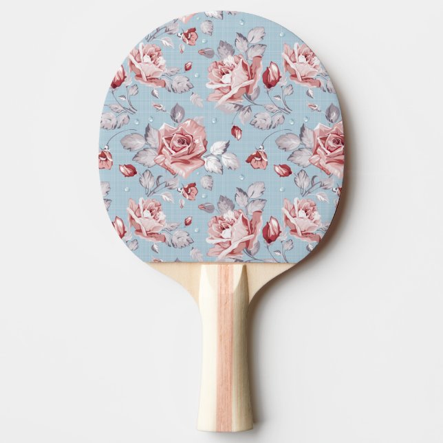 Elegance wallpaper pattern of pink roses 2 Ping-Pong paddle (Front)