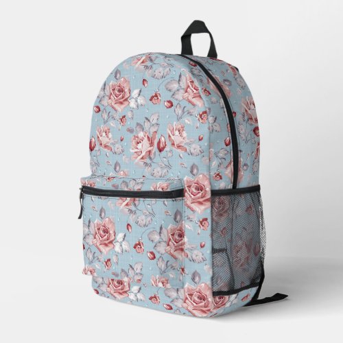 Elegance wallpaper pattern of pink roses 2 printed backpack