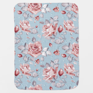 Elegance wallpaper pattern of pink roses 2 receiving blanket