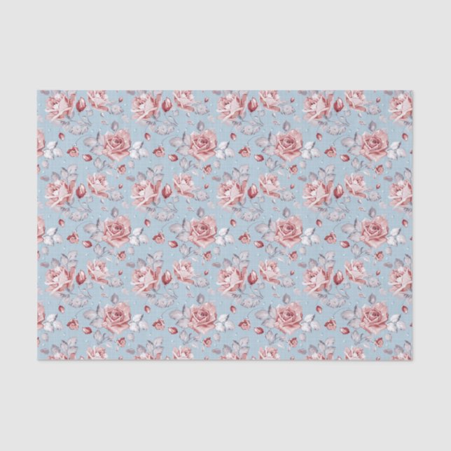 Elegance wallpaper pattern of pink roses 2 tissue paper (Front)