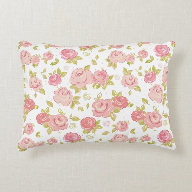 Elegance wallpaper pattern of pink roses 3 accent pillow (Front)
