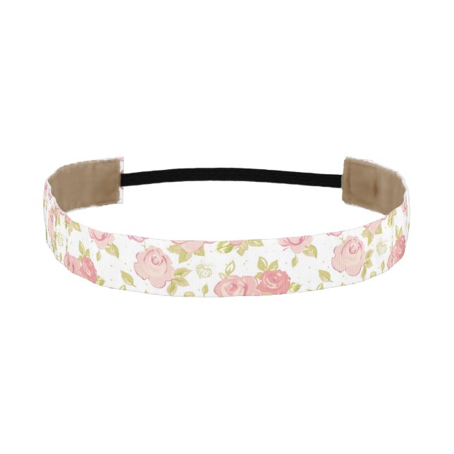 Elegance wallpaper pattern of pink roses 3 athletic headband (Front)