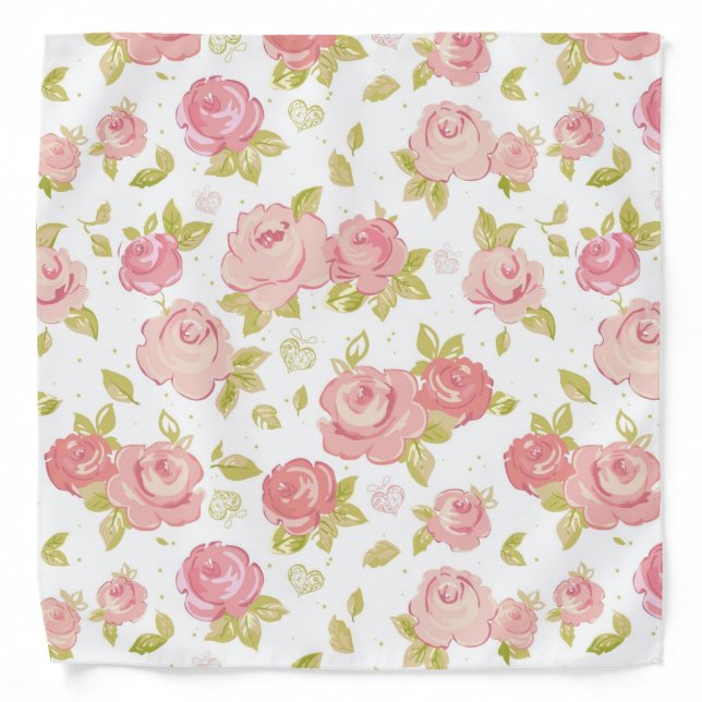 Elegance wallpaper pattern of pink roses 3 bandana (Front)