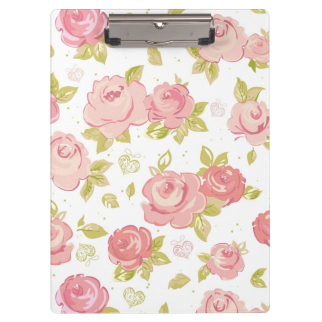 Elegance wallpaper pattern of pink roses 3 clipboard (Front)