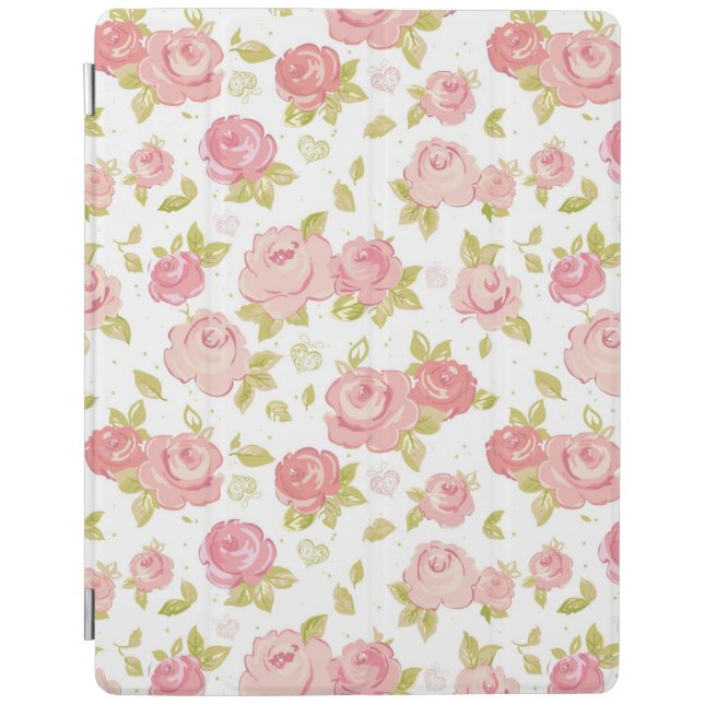 Elegance wallpaper pattern of pink roses 3 iPad smart cover (Front)