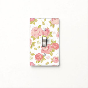 Elegance wallpaper pattern of pink roses 3 light switch cover
