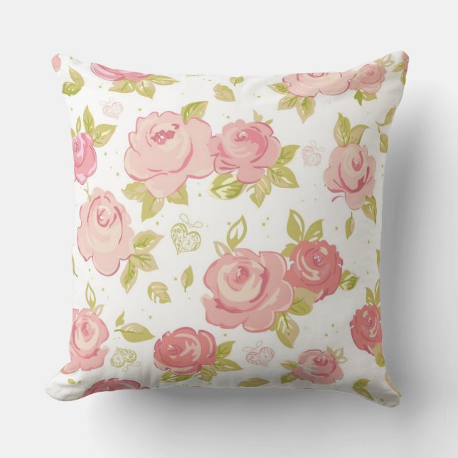 Elegance wallpaper pattern of pink roses 3 throw pillow (Front)