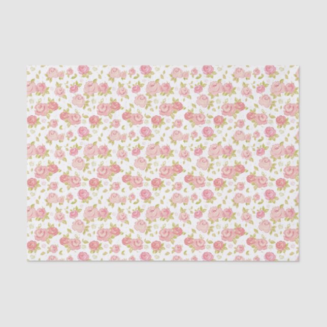 Elegance wallpaper pattern of pink roses 3 tissue paper (Front)