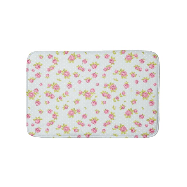Elegance wallpaper pattern of pink roses 4 bathroom mat (Front)