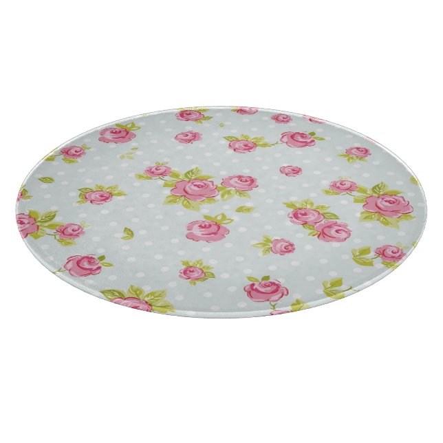 Elegance wallpaper pattern of pink roses 4 cutting board (Corner)