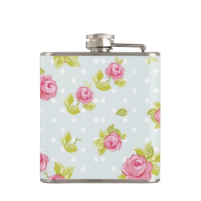 Elegance wallpaper pattern of pink roses 4 flask (Back)