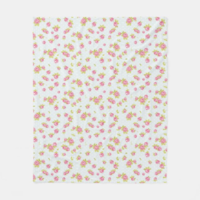 Elegance wallpaper pattern of pink roses 4 fleece blanket (Front)